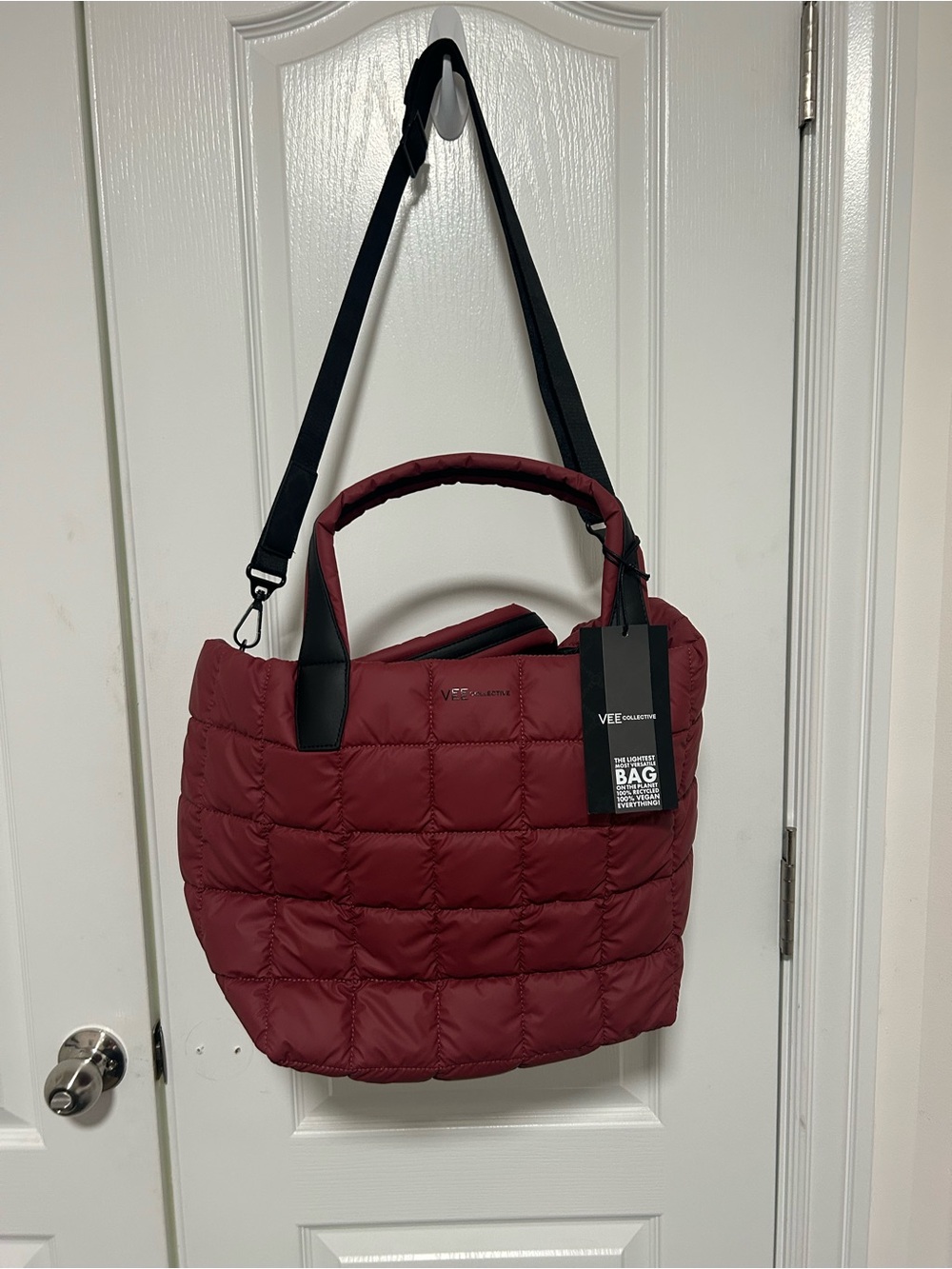 VEE Collective Quilted Tote Bag Burgundy